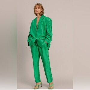 MUNTHE Jaketta Green 100% Silk Oversized Blazer – EU 44 / US 12